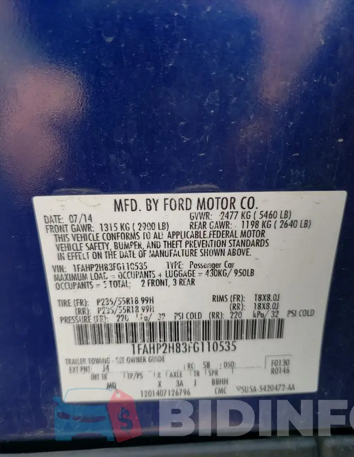 1FAHP2H83FG110535 Photo# 12