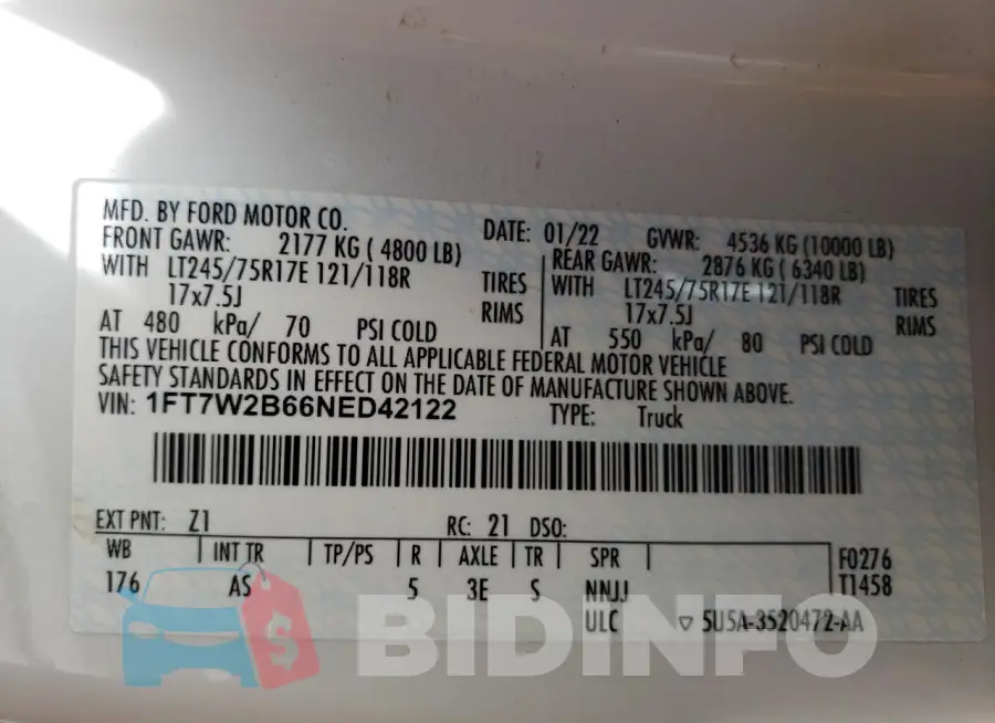 1FT7W2B66NED42122 Photo# 13