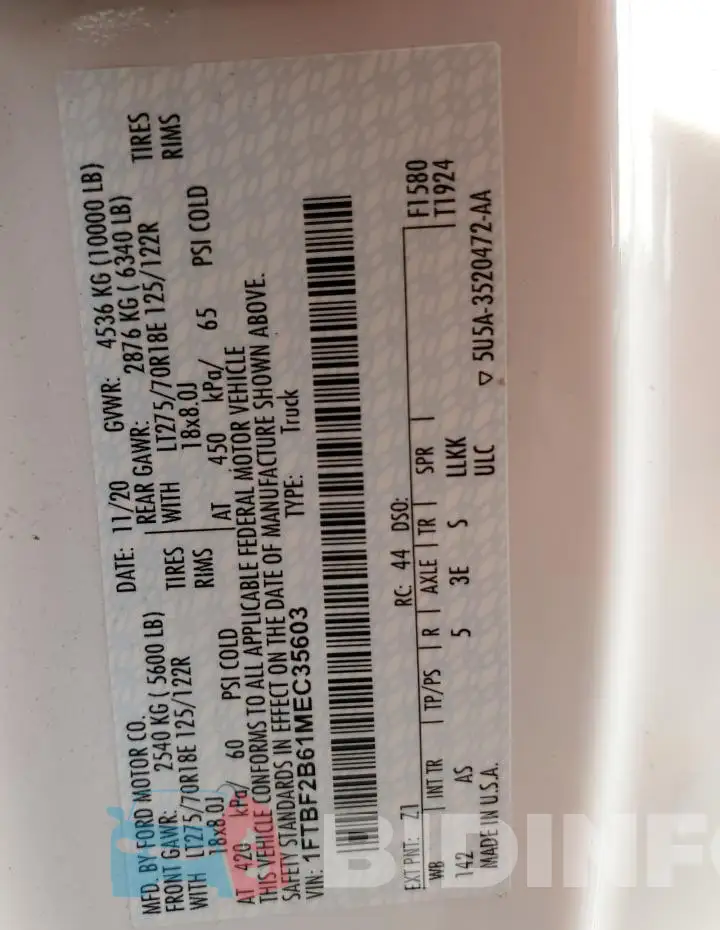 1FTBF2B61MEC35603 Photo# 12