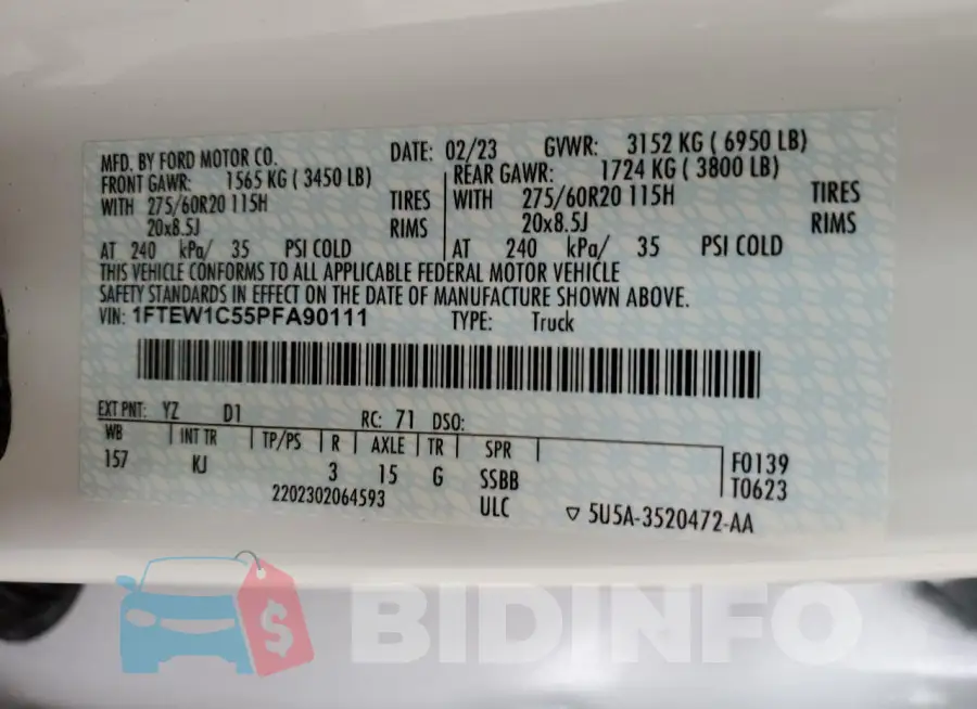 1FTEW1C55PFA90111 Photo# 12
