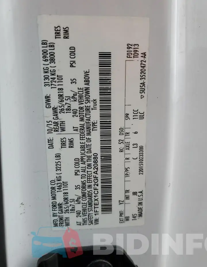 1FTEX1CF2GFA20880 Photo# 13