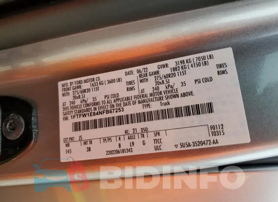 1FTFW1E84NFB67253 Photo# 12