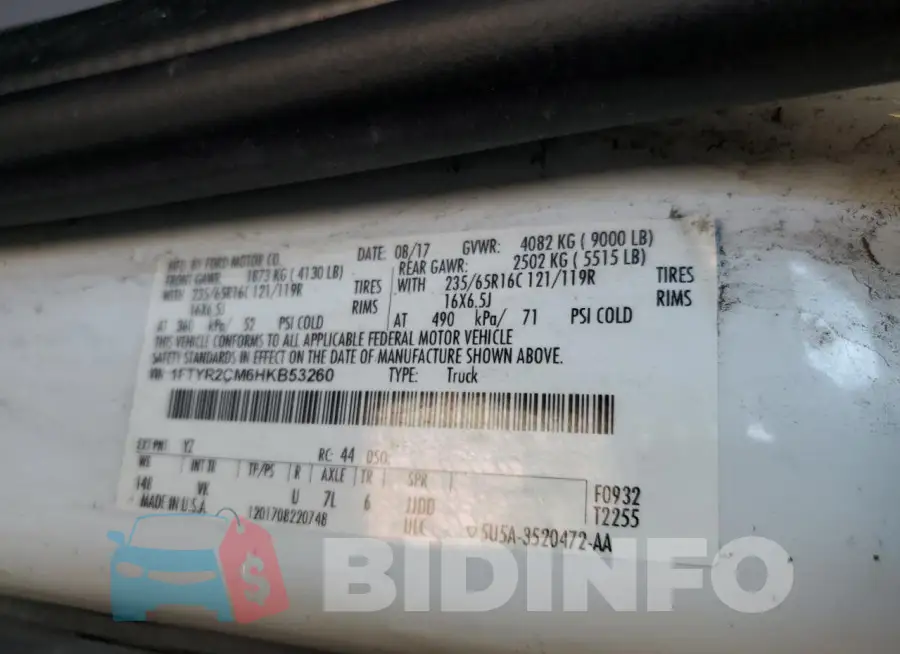 1FTYR2CM6HKB53260 Photo# 14