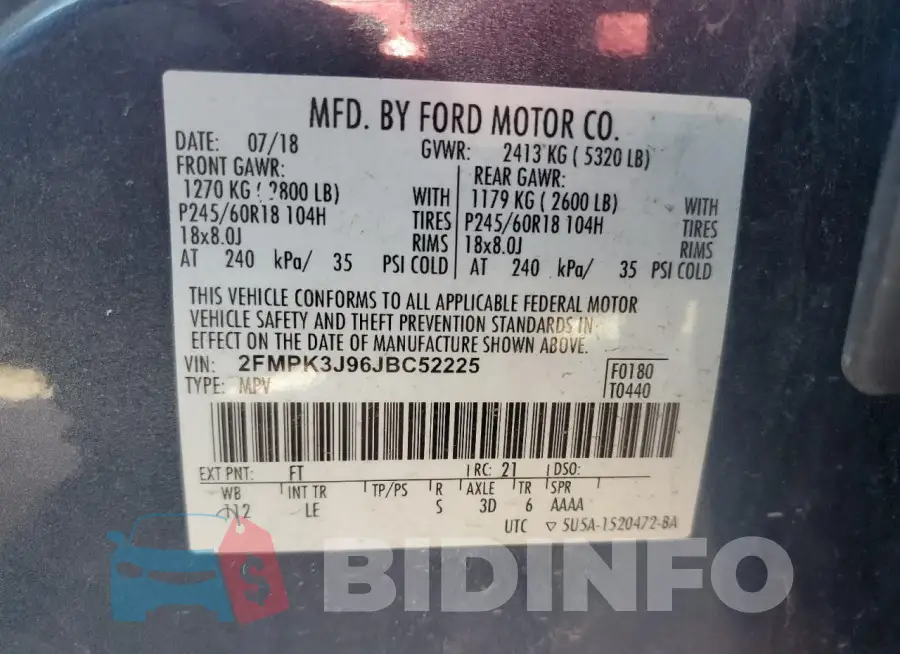 2FMPK3J96JBC52225 Photo# 13