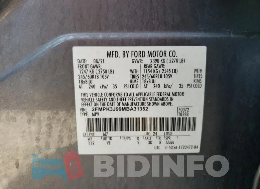 2FMPK3J99MBA31352 Photo# 13