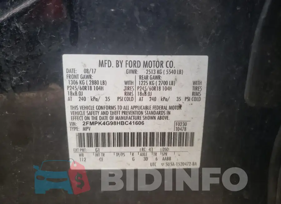 2FMPK4G98HBC41606 Photo# 13