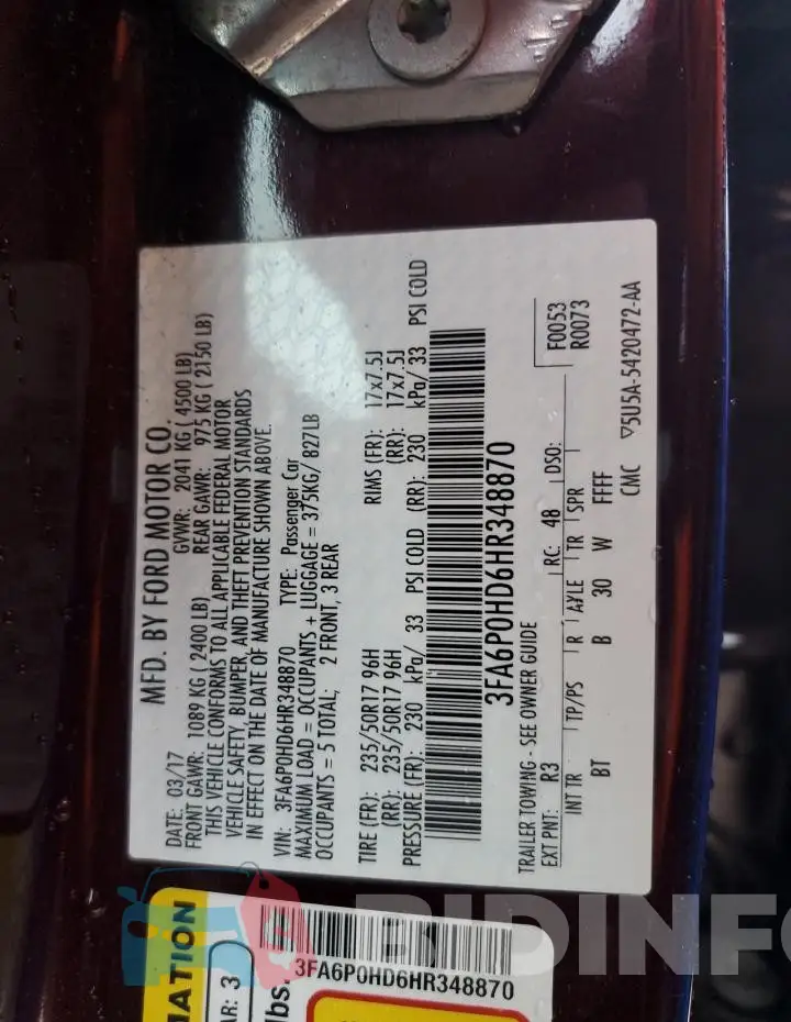 3FA6P0HD6HR348870 Photo# 12
