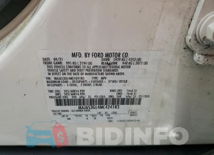 MAJ6S3GL4MC424183 Photo# 13