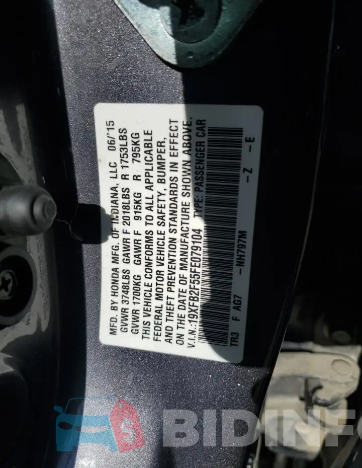 19XFB2F55FE079104 Photo# 12