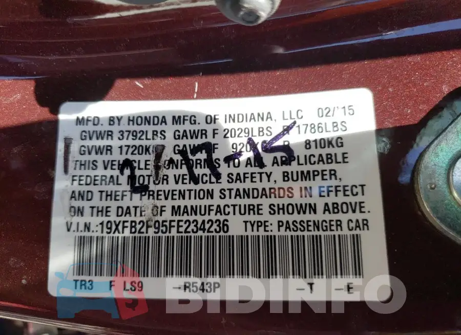 19XFB2F95FE234236 Photo# 12