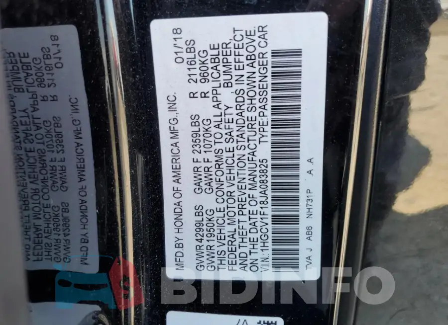 1HGCV1F18JA083825 Photo# 12