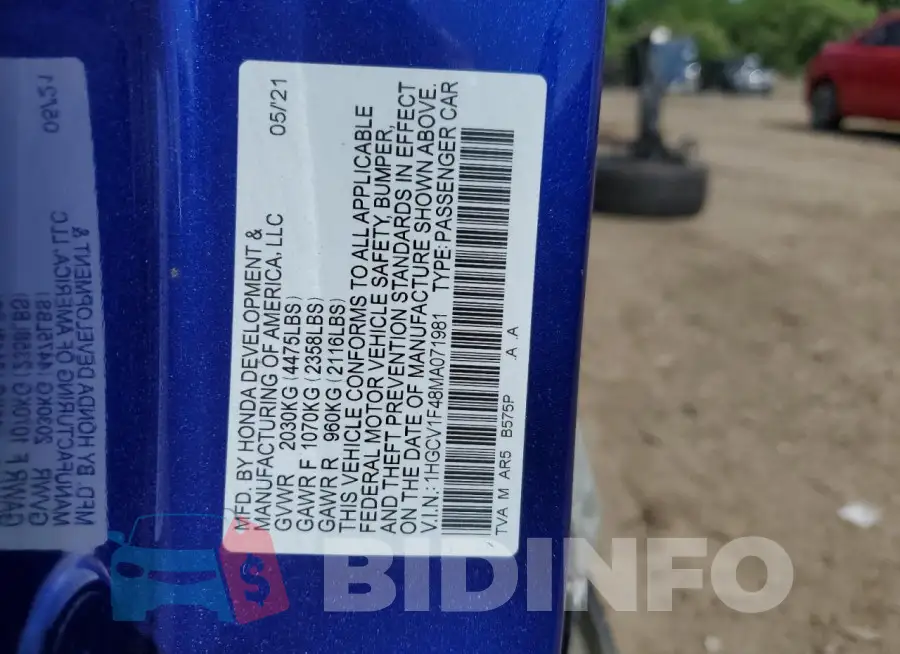 1HGCV1F48MA071981 Photo# 13