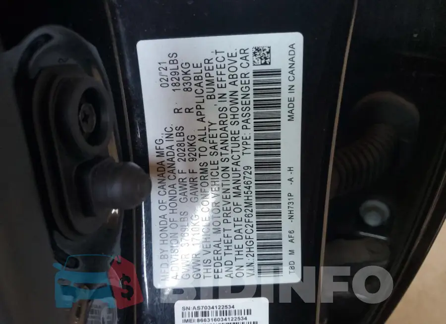 2HGFC2F62MH546729 Photo# 12