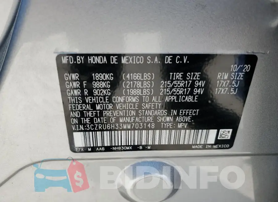 3CZRU6H33MM703148 Photo# 13