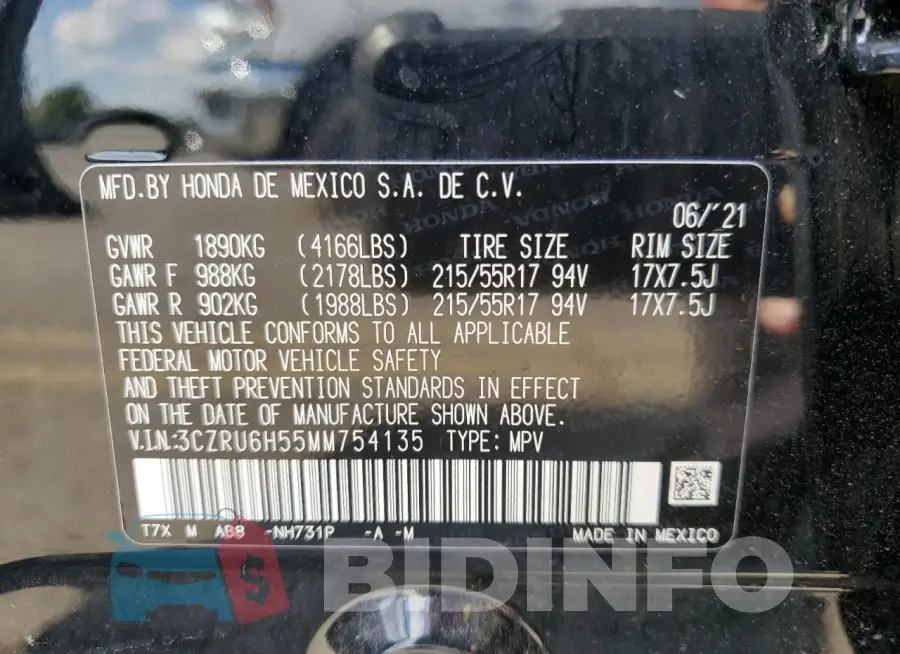3CZRU6H55MM754135 Photo# 12