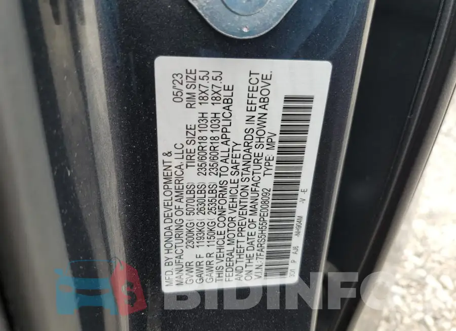 7FARS5H55PE008092 Photo# 13