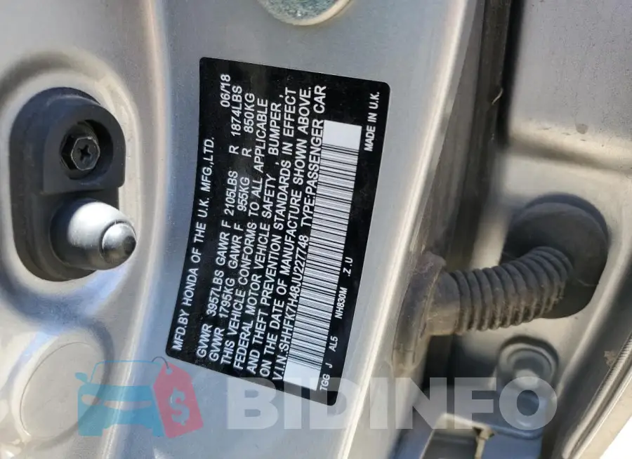 SHHFK7H48JU227748 Photo# 13