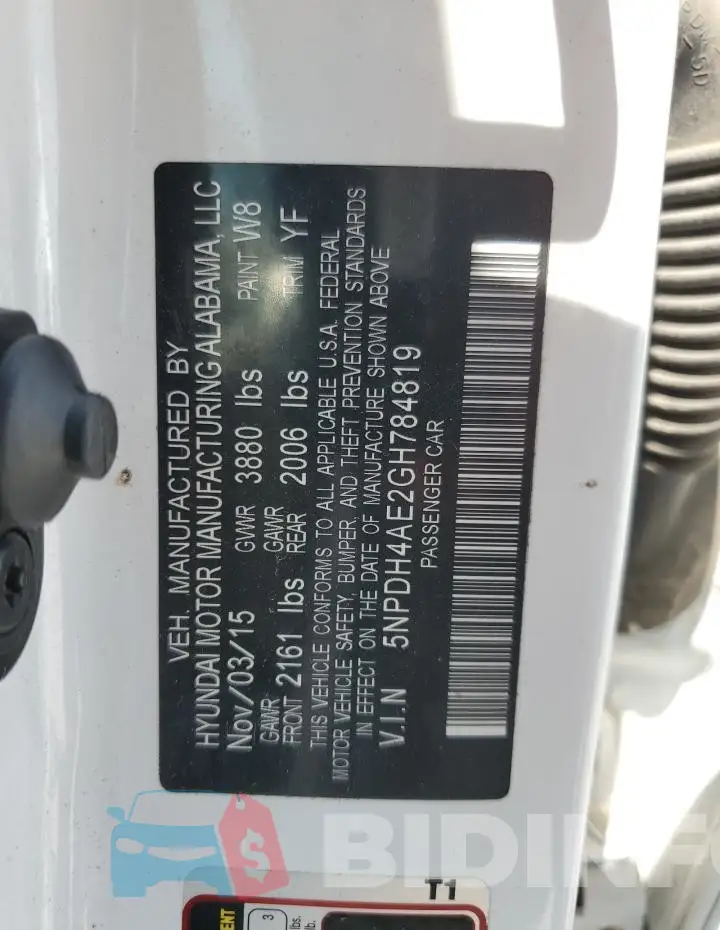 5NPDH4AE2GH784819 Photo# 12
