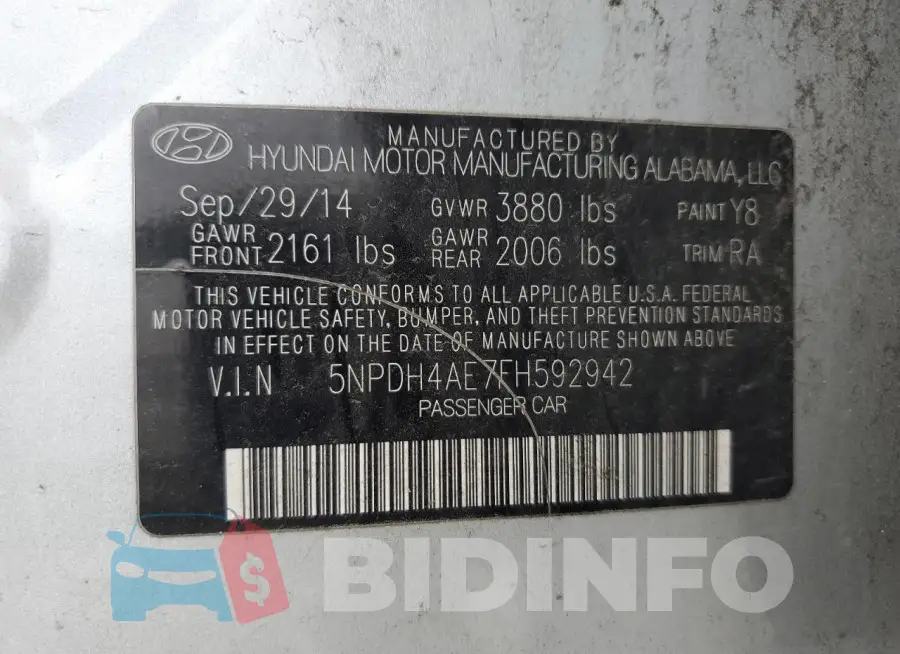 5NPDH4AE7FH592942 Photo# 13