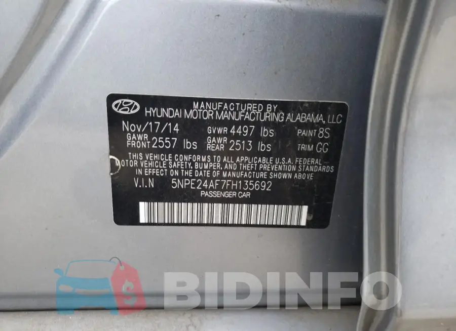 5NPE24AF7FH135692 Photo# 12