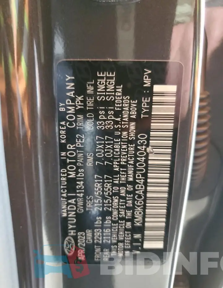 KM8K6CAB4PU040430 Photo# 13