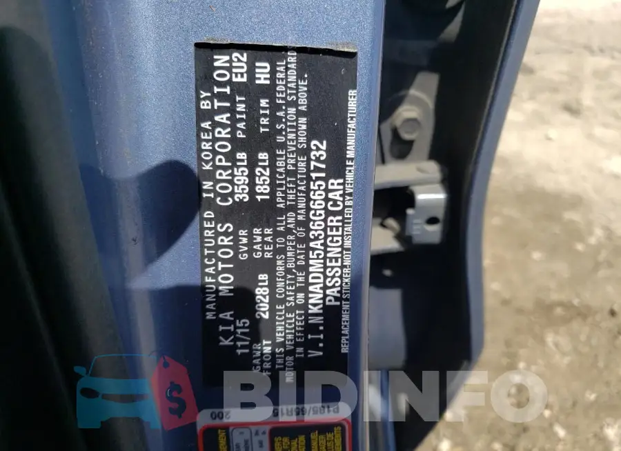 KNADM5A36G6651732 Photo# 13