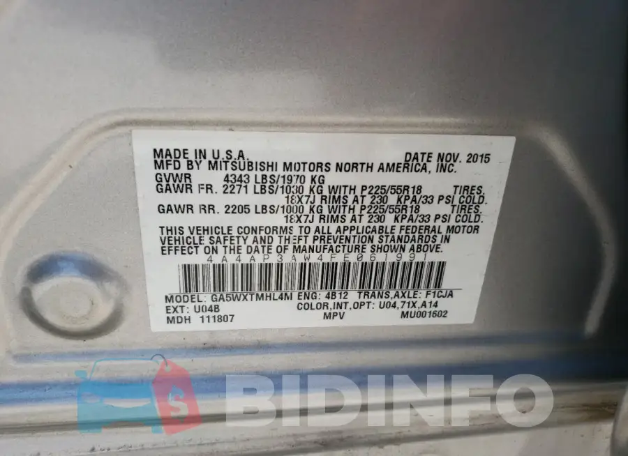 4A4AP3AW4FE061991 Photo# 13