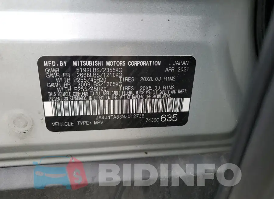 JA4J4TA83NZ012736 Photo# 12