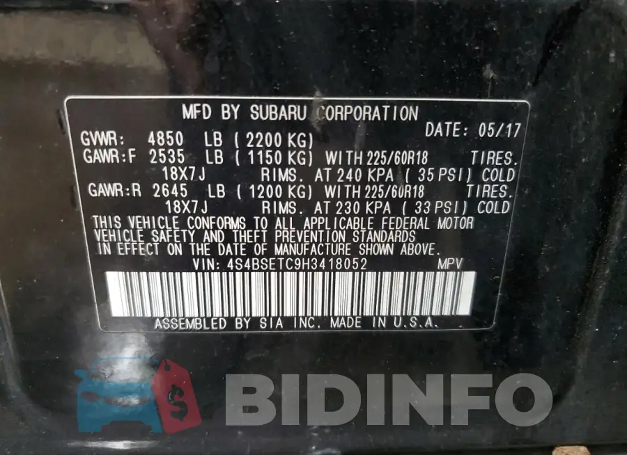 4S4BSETC9H3418052 Photo# 13