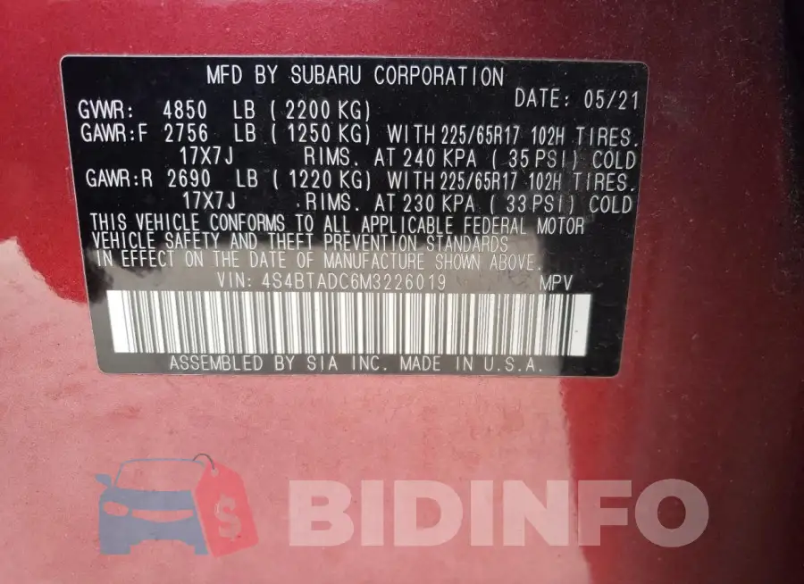 4S4BTADC6M3226019 Photo# 13