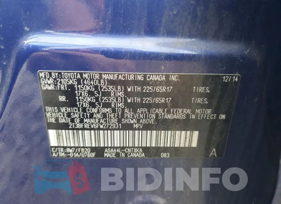 2T3BFREV6FW272931 Photo# 13