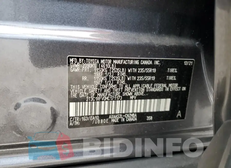 2T3C1RFV0MC171173 Photo# 13