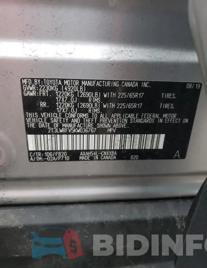 2T3LWRFV5KW036767 Photo# 14