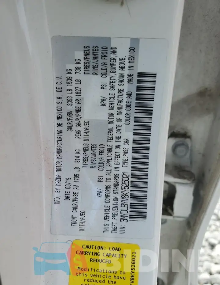 3MYDLBYV8KY526021 Photo# 12