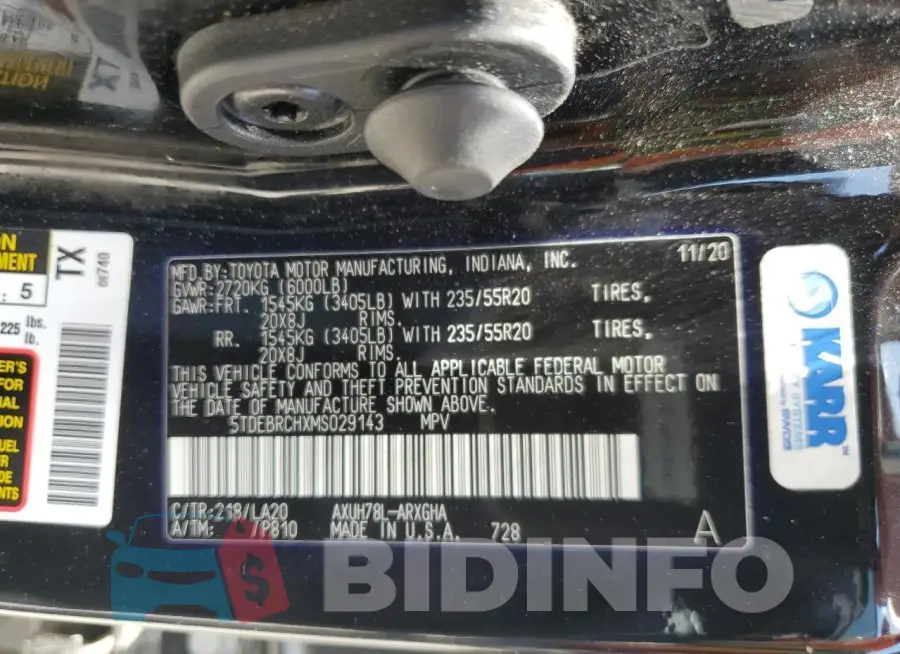 5TDEBRCHXMS029143 Photo# 14