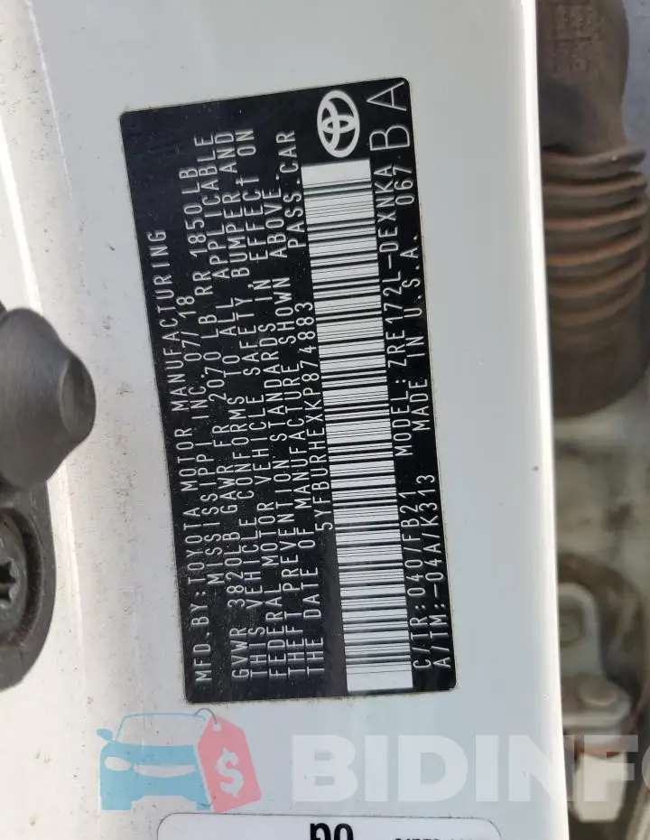 5YFBURHEXKP874883 Photo# 12