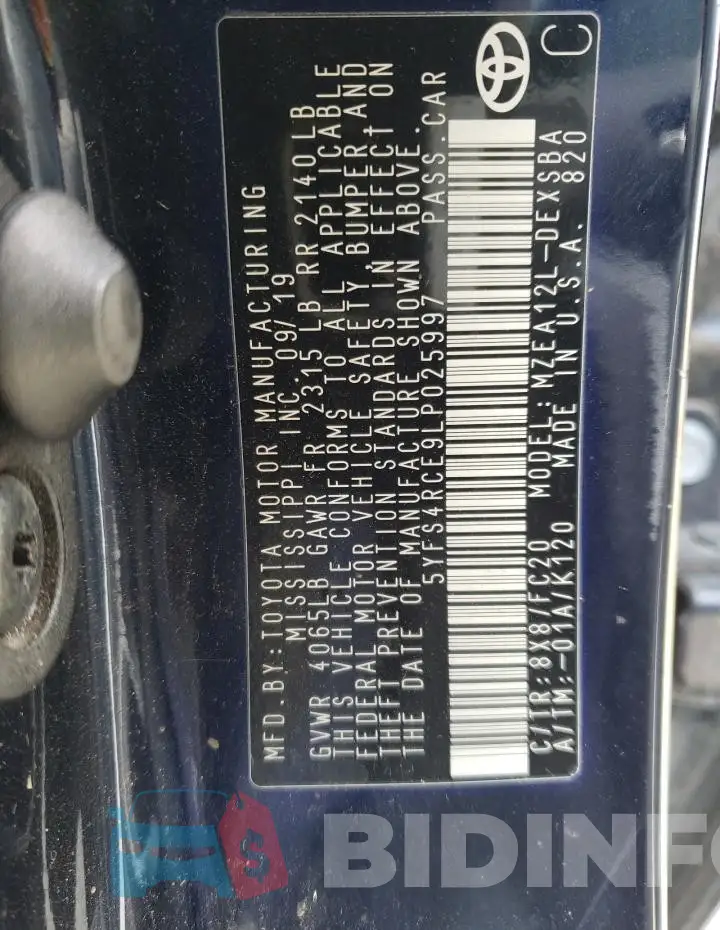 5YFS4RCE9LP025997 Photo# 12