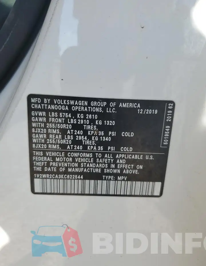 1V2WR2CA3KC622544 Photo# 14