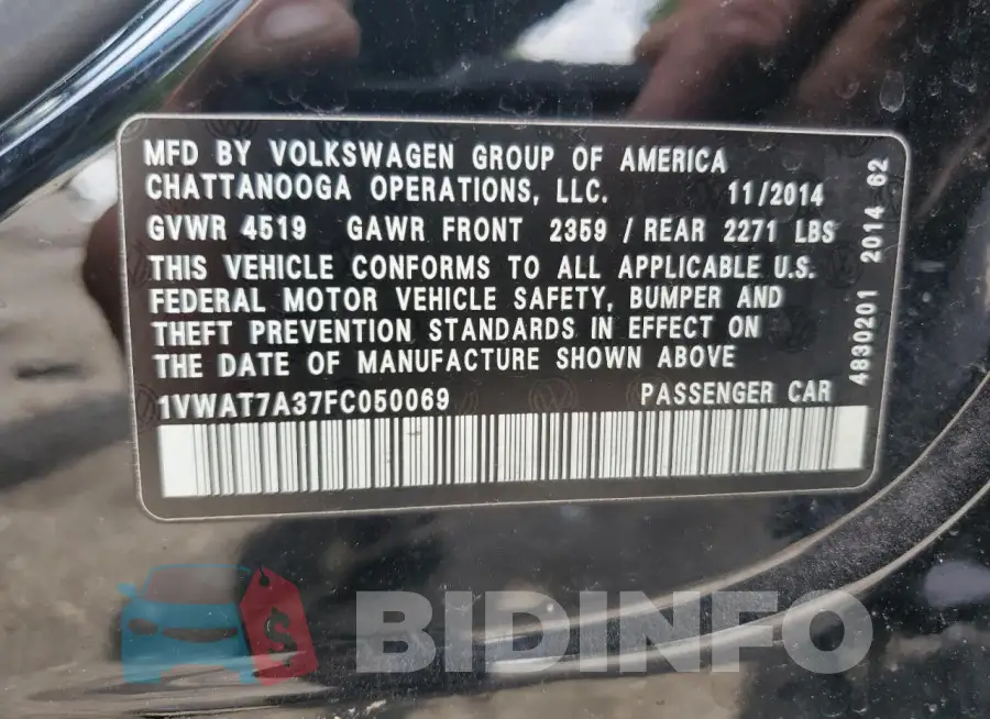 1VWAT7A37FC050069 Photo# 13