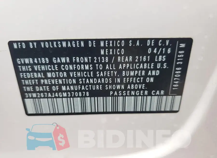3VW267AJ4GM370878 Photo# 13