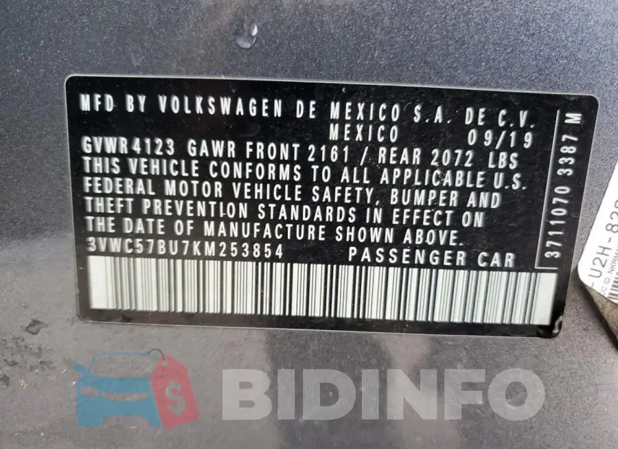 3VWC57BU7KM253854 Photo# 12