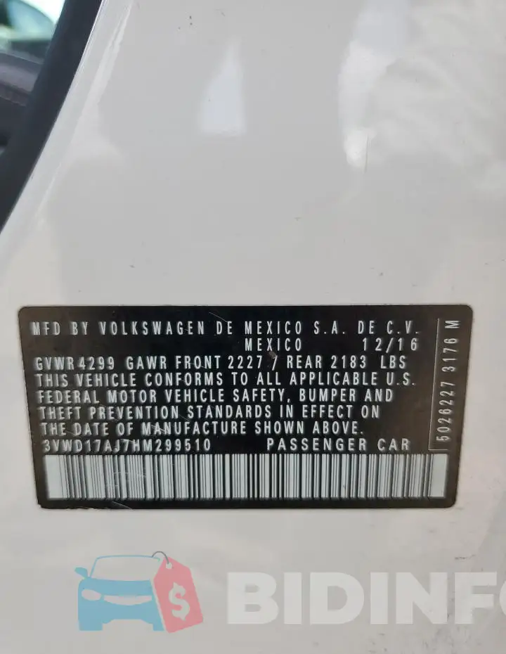 3VWD17AJ7HM299510 Photo# 12