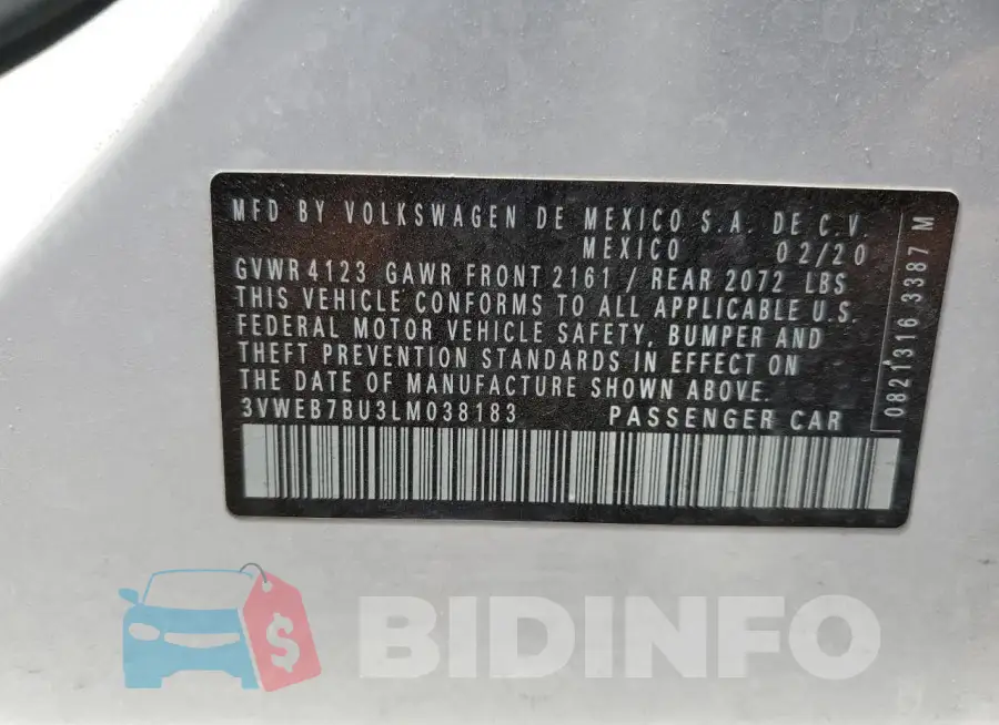 3VWEB7BU3LM038183 Photo# 12