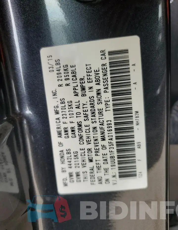 19UUB1F35FA016993 Photo# 12