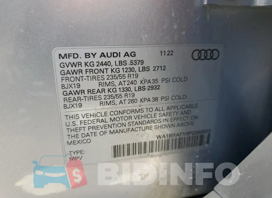 WA1BBAFY9P2056923 Photo# 13
