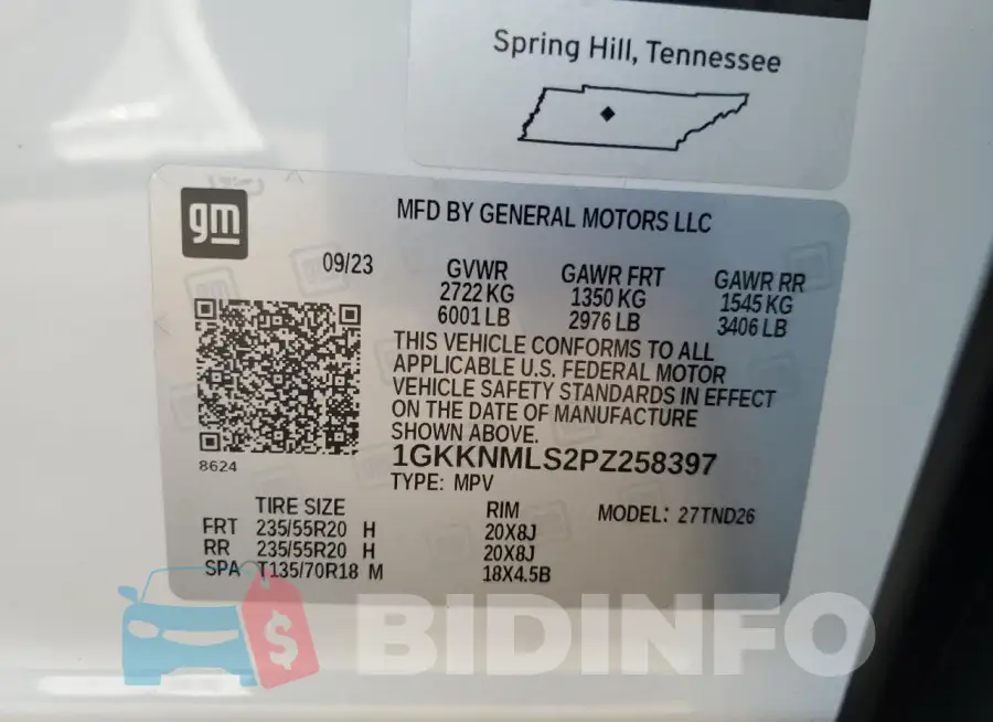 1GKKNMLS2PZ258397 Photo# 13