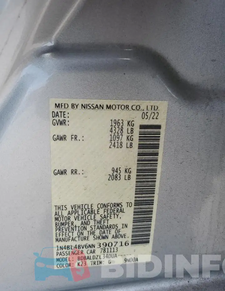 1N4BL4BV6NN390716 Photo# 12