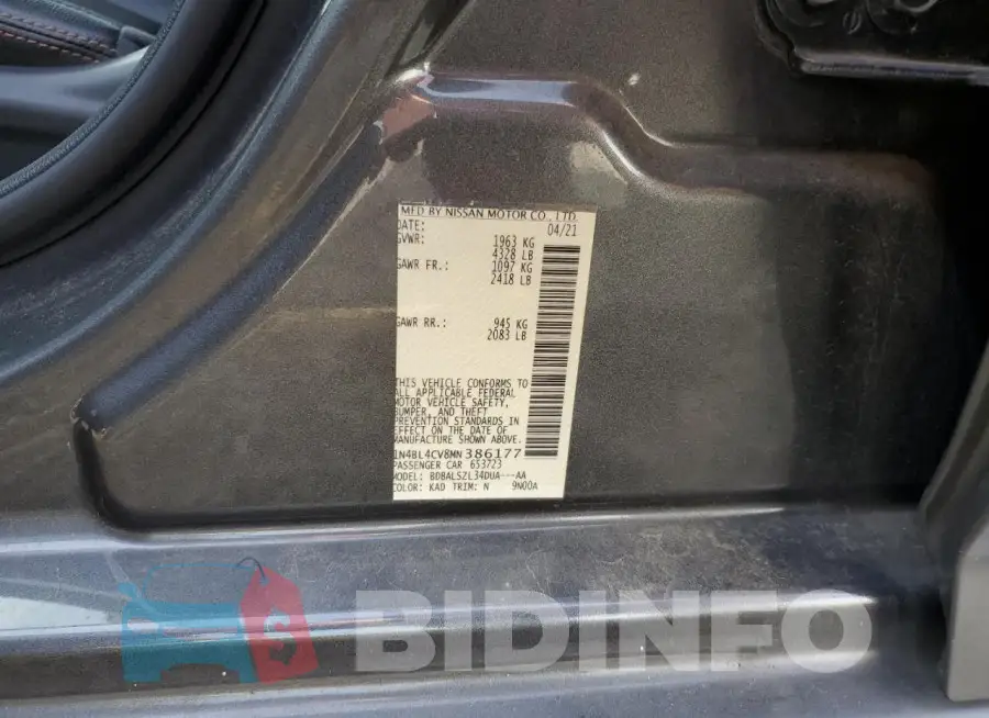 1N4BL4CV8MN386177 Photo# 13