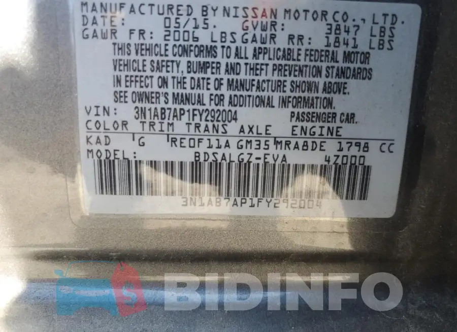 3N1AB7AP1FY292004 Photo# 12