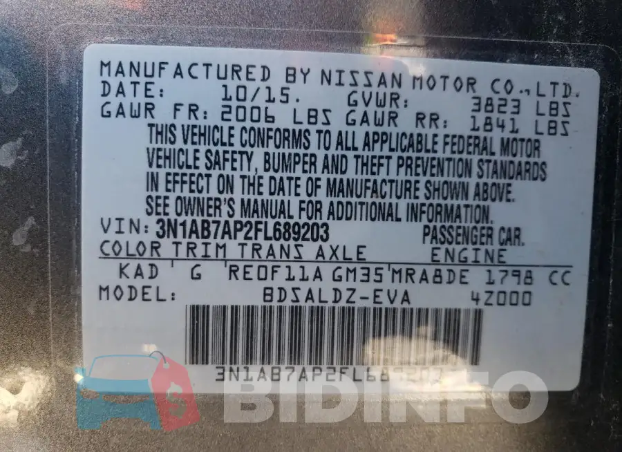3N1AB7AP2FL689203 Photo# 13